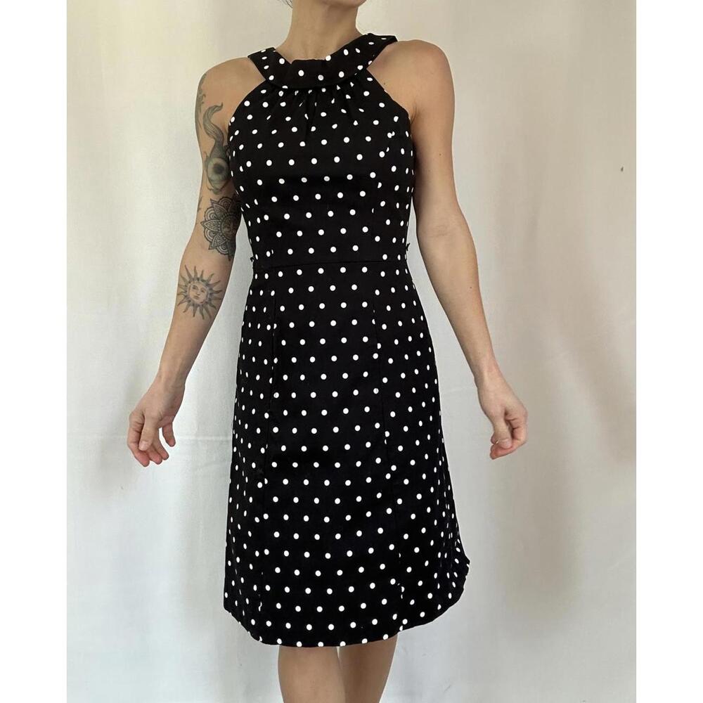 White House black market black polka dot dress size 0